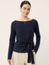 Merino Wool Belted Waist Boat Neck Top NATALIA  DestGlow