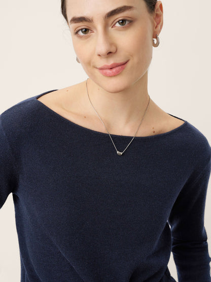 Merino Wool Belted Waist Boat Neck Top NATALIA  DestGlow