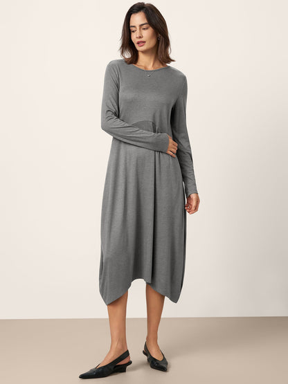 Wool Cocoon Curved Waist Midi Dress FARRAH by LINTICO