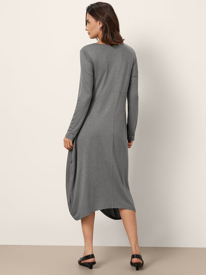 Wool Cocoon Curved Waist Midi Dress FARRAH by LINTICO