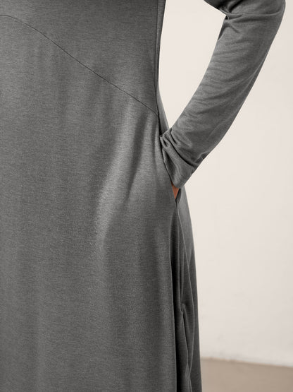 Wool Cocoon Curved Waist Midi Dress FARRAH by LINTICO