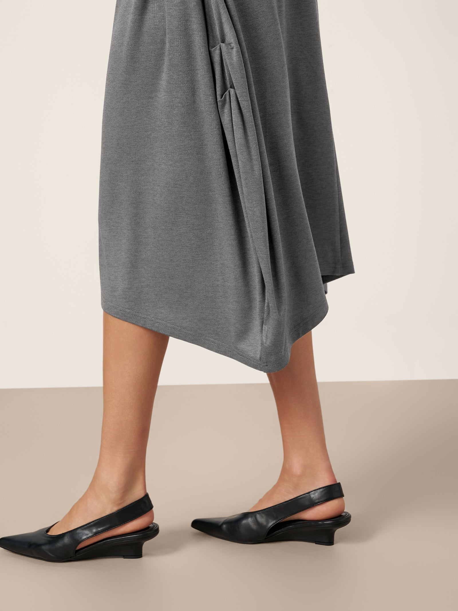 Wool Cocoon Curved Waist Midi Dress FARRAH by LINTICO