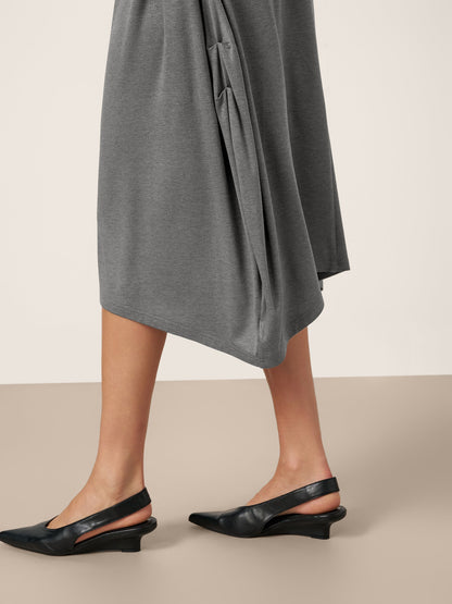 Wool Cocoon Curved Waist Midi Dress FARRAH by LINTICO