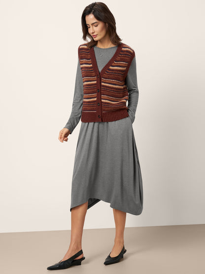 Wool Cocoon Curved Waist Midi Dress FARRAH by LINTICO