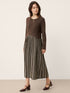 Wool Cotton Panel Crescent Waist Maxi Dress CORALINE by LINTICO