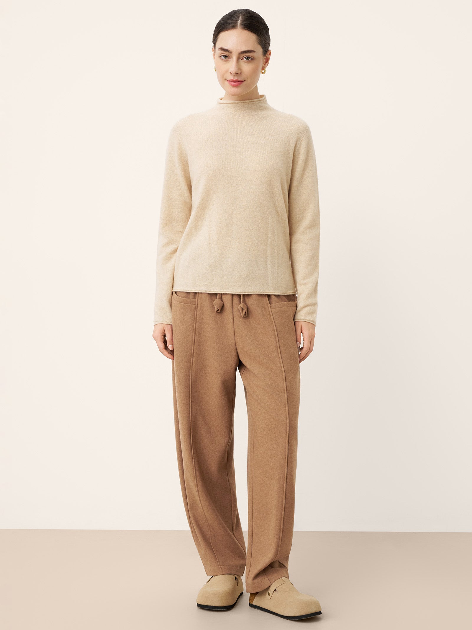 Wool Drawstring Patch Pocket Pants PRISCILLA by LINTICO