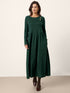 Wool Layered Neck Pleated Maxi Dress BILLIE by LINTICO