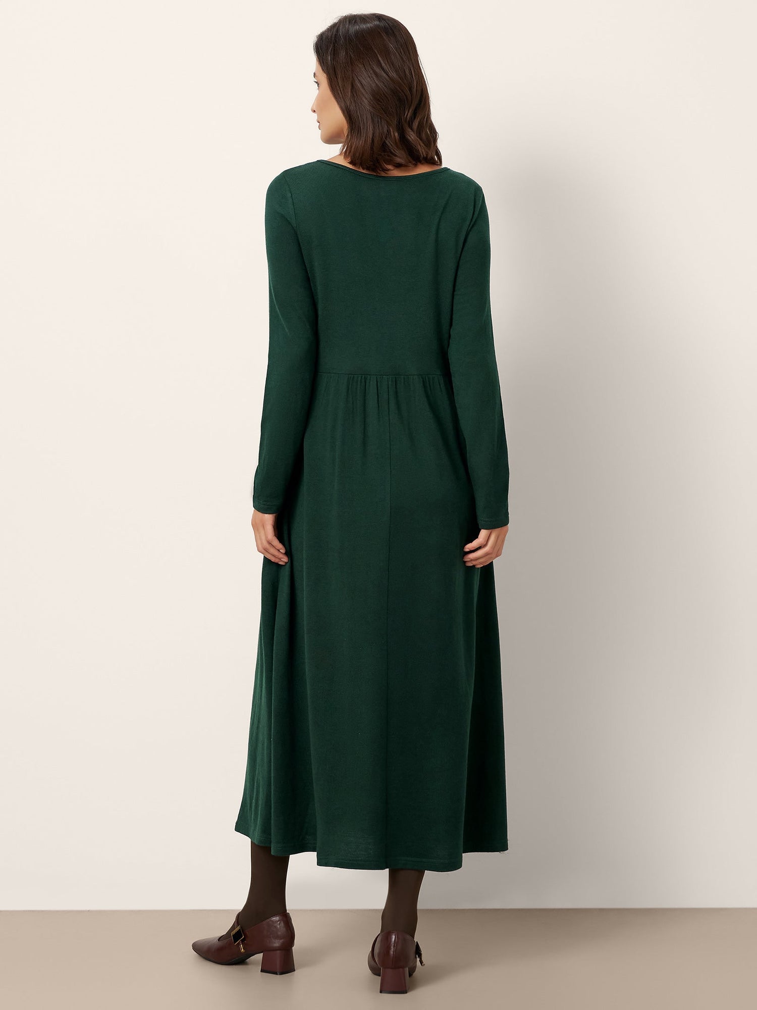 Wool Layered Neck Pleated Maxi Dress BILLIE by LINTICO