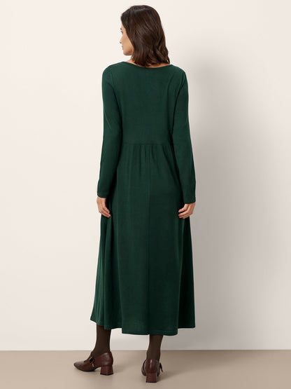 Wool Layered Neck Pleated Maxi Dress BILLIE by LINTICO