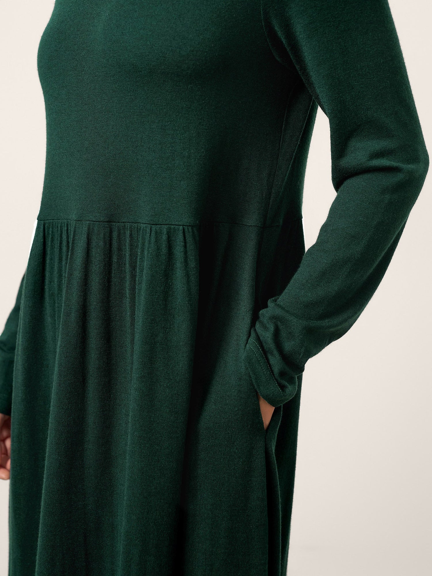 Wool Layered Neck Pleated Maxi Dress BILLIE by LINTICO