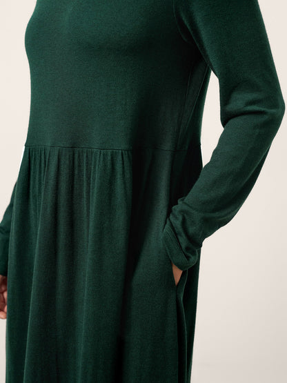 Wool Layered Neck Pleated Maxi Dress BILLIE by LINTICO
