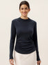 Wool Mock Neck Waist Pleat Top ISOLDE by LINTICO