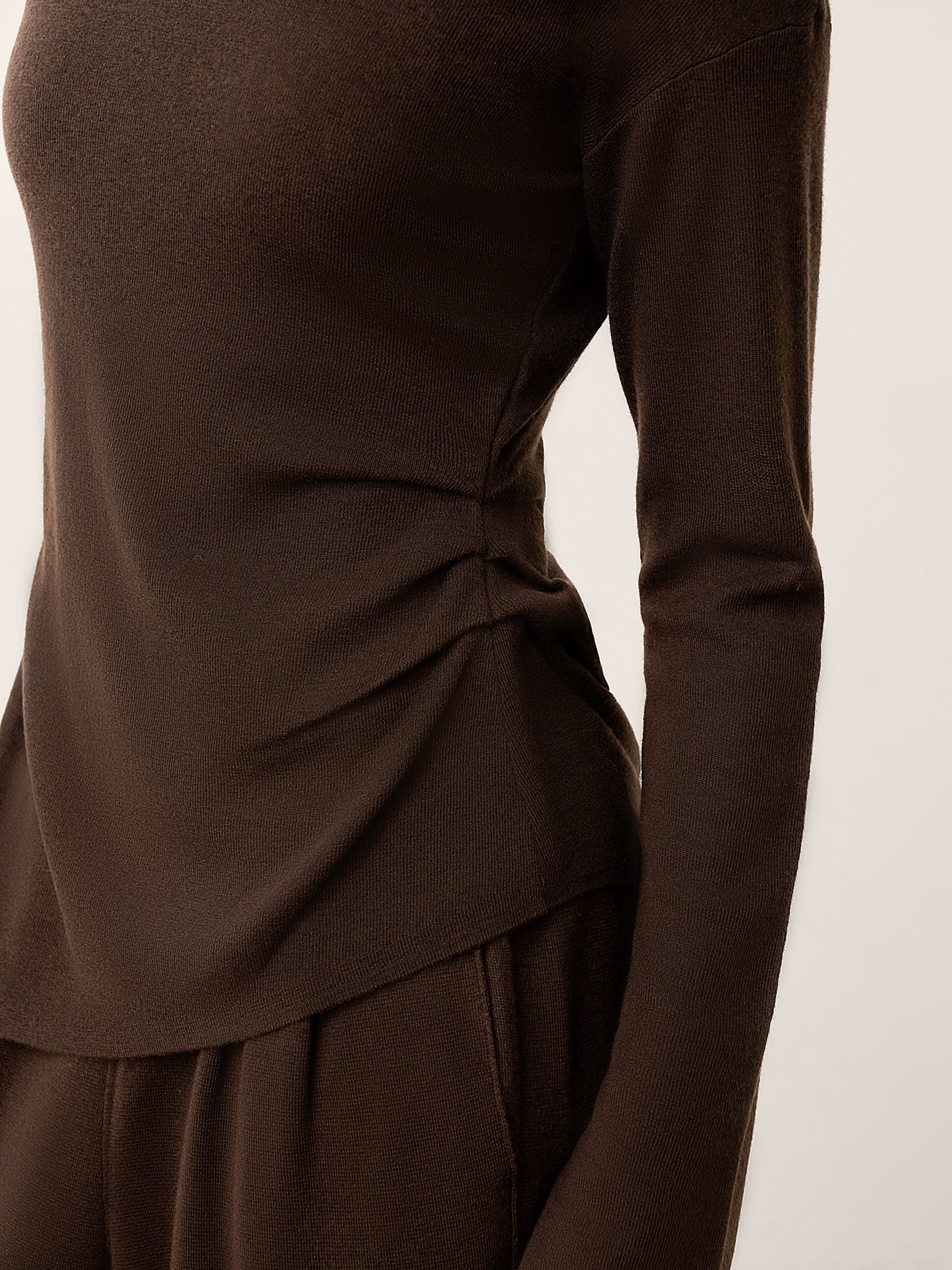 Merino Wool Boat Neck Asymmetric Hem Top LORELEI  DestGlow