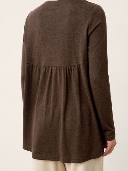Wool Panelled Ruched Asymmetric Hem Top KALISTA by LINTICO