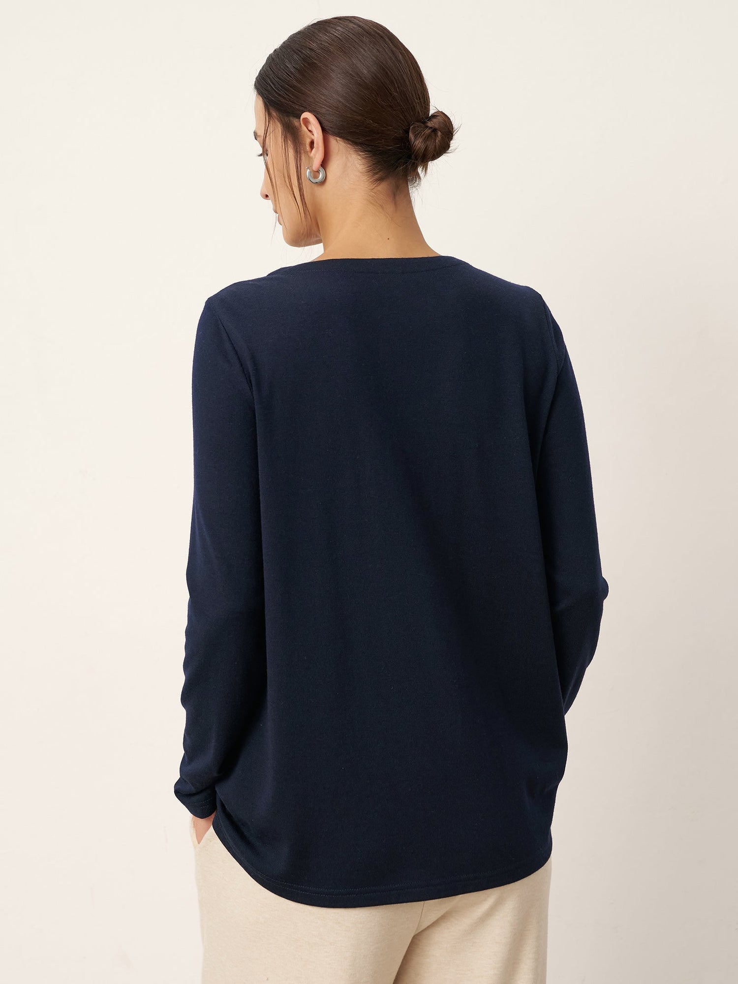 Wool Pleated Front Long Sleeve Top IVA by LINTICO