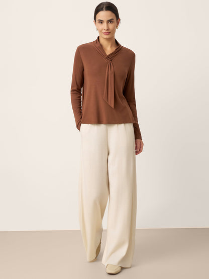 Wool Scarf Collar Long Sleeve Top ALESSIA  DestGlow