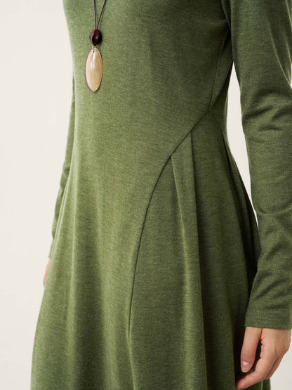 Wool Sculpted Pleats Turtleneck Maxi Dress BRIAR by LINTICO