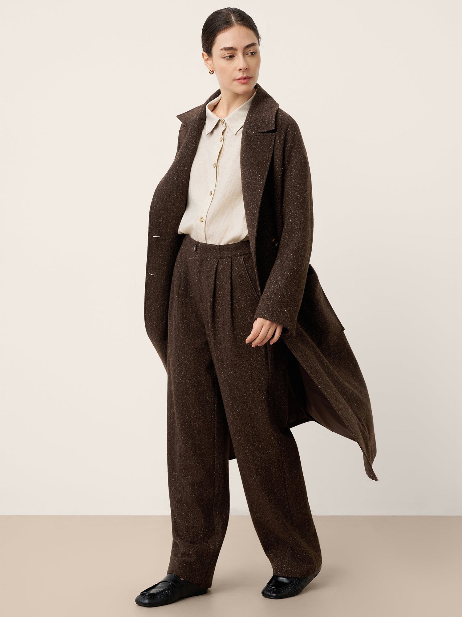 Wool Silk Double-Breasted Lapel Coat SAPPHIRE by LINTICO