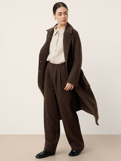 Wool Silk Double-Breasted Lapel Coat SAPPHIRE by LINTICO