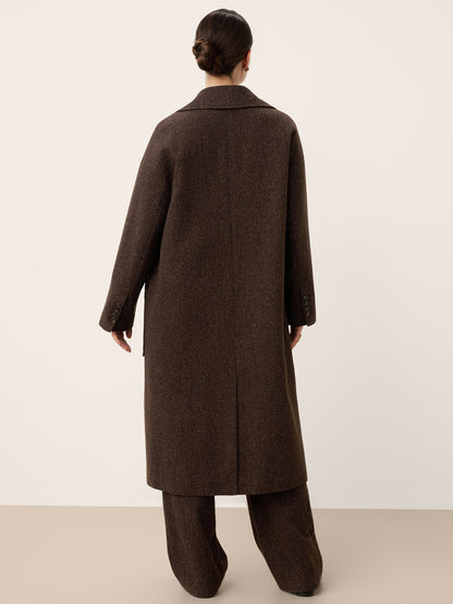 Wool Silk Double-Breasted Lapel Coat SAPPHIRE by LINTICO