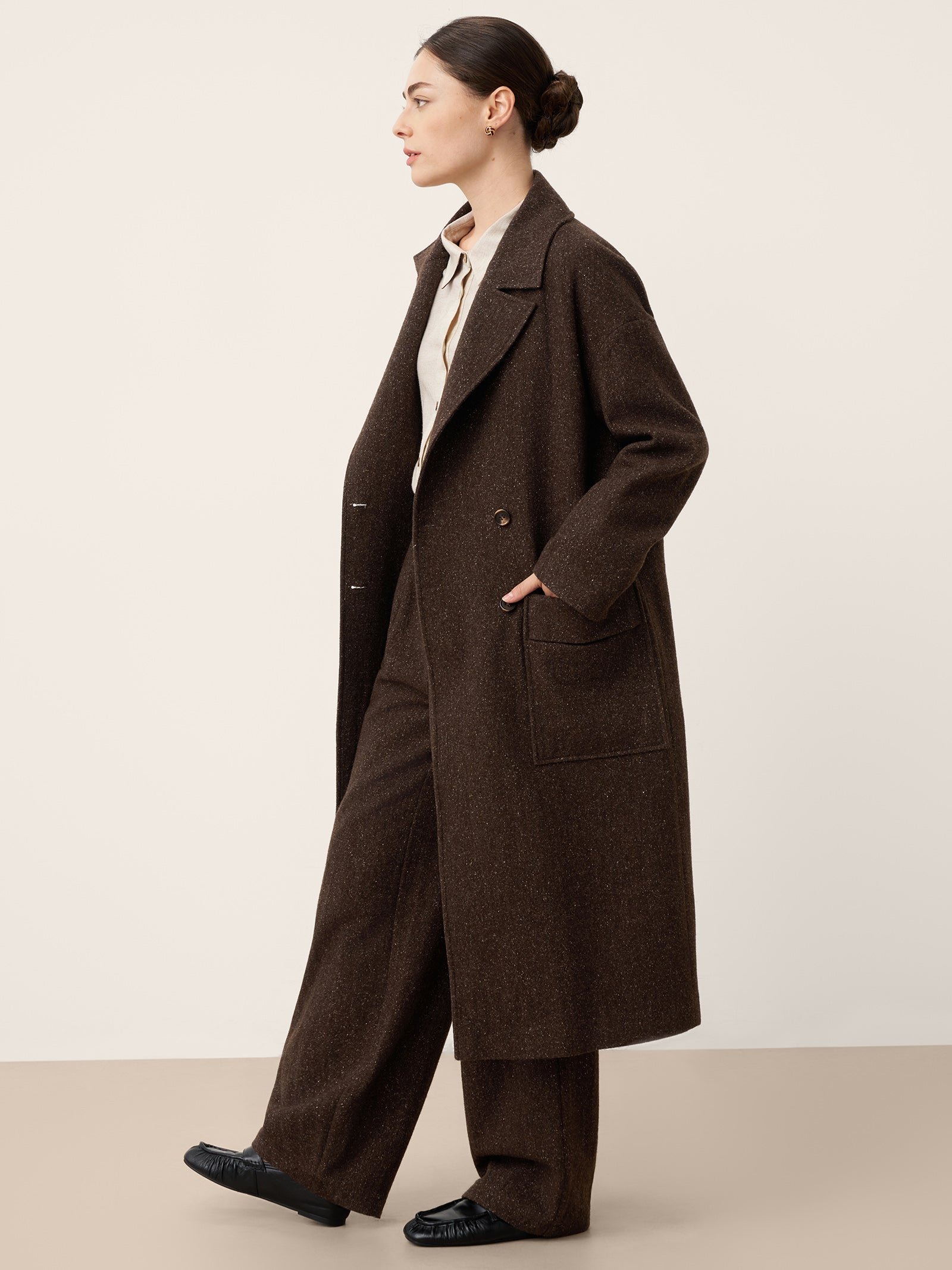 Wool Silk Double-Breasted Lapel Coat SAPPHIRE by LINTICO