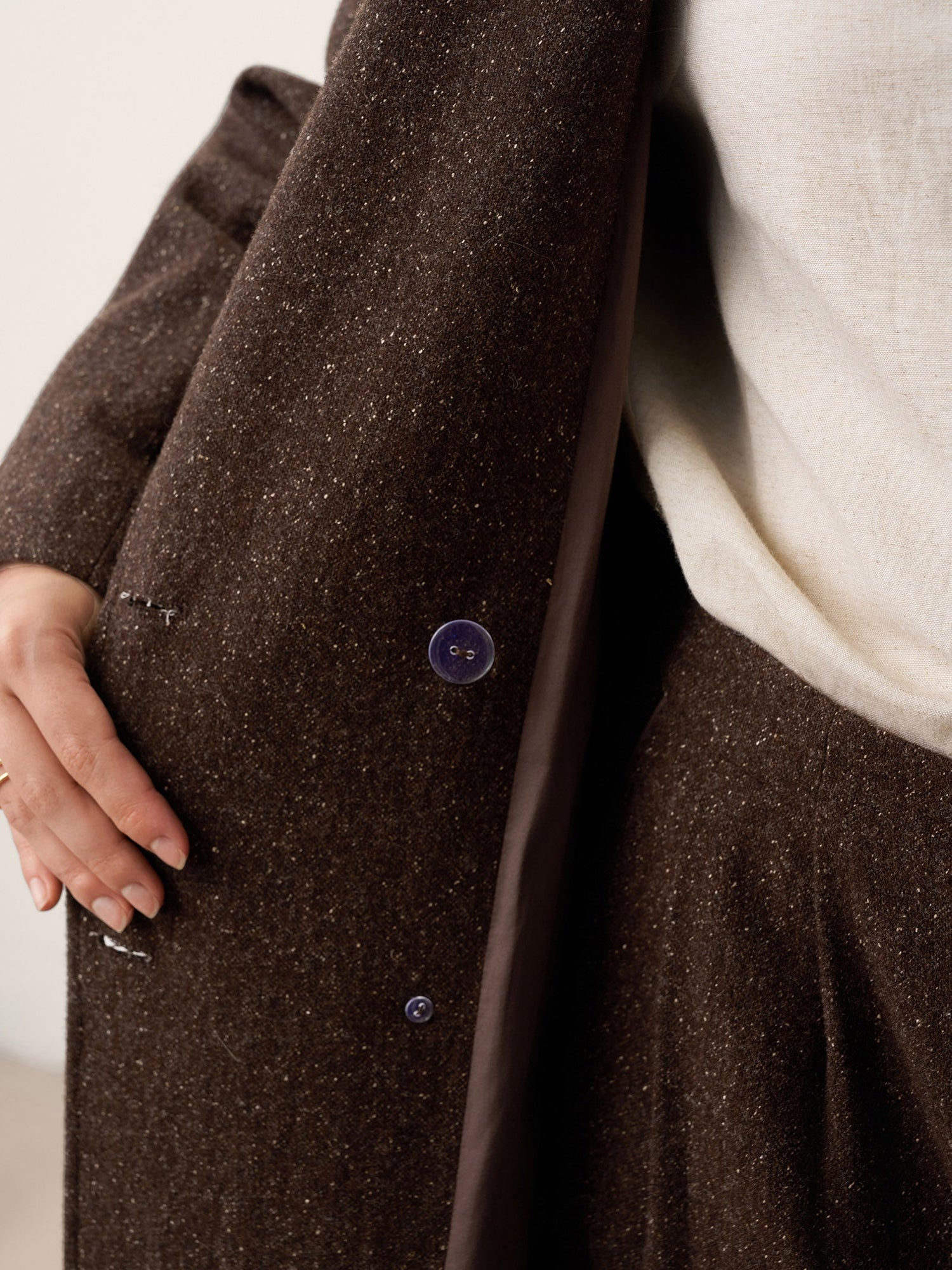 Wool Silk Double-Breasted Lapel Coat SAPPHIRE by LINTICO