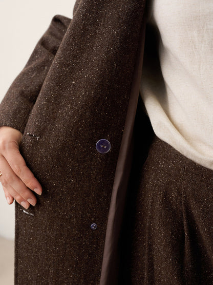 Wool Silk Double-Breasted Lapel Coat SAPPHIRE by LINTICO