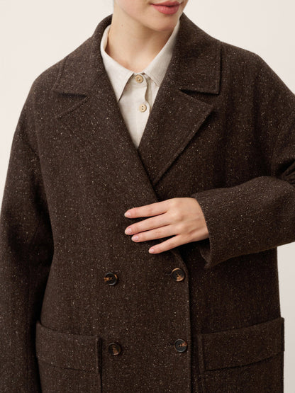 Wool Silk Double-Breasted Lapel Coat SAPPHIRE by LINTICO