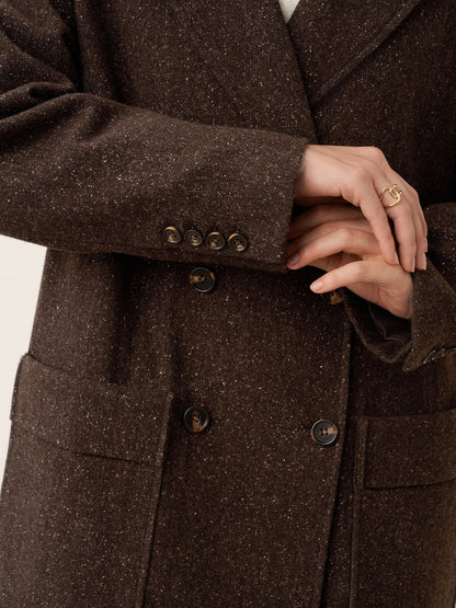 Wool Silk Double-Breasted Lapel Coat SAPPHIRE by LINTICO