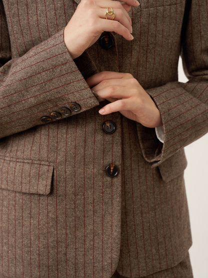 Wool Striped Notched Lapel Suit Blazer DAPHNE by LINTICO