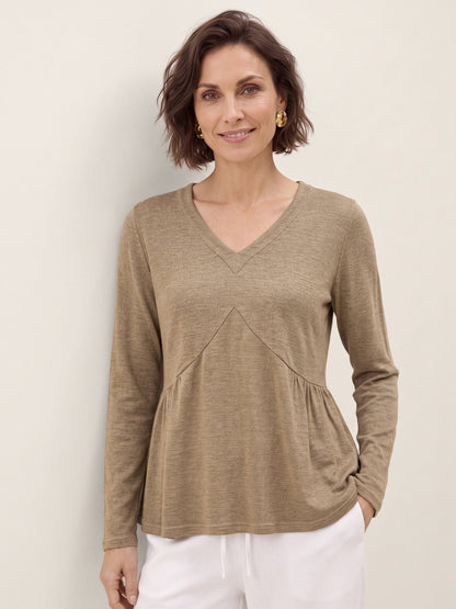 Wool Diagonal Seam Peplum Knit Top ROSINA  DestGlow