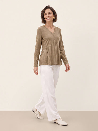 Wool Diagonal Seam Peplum Knit Top ROSINA  DestGlow