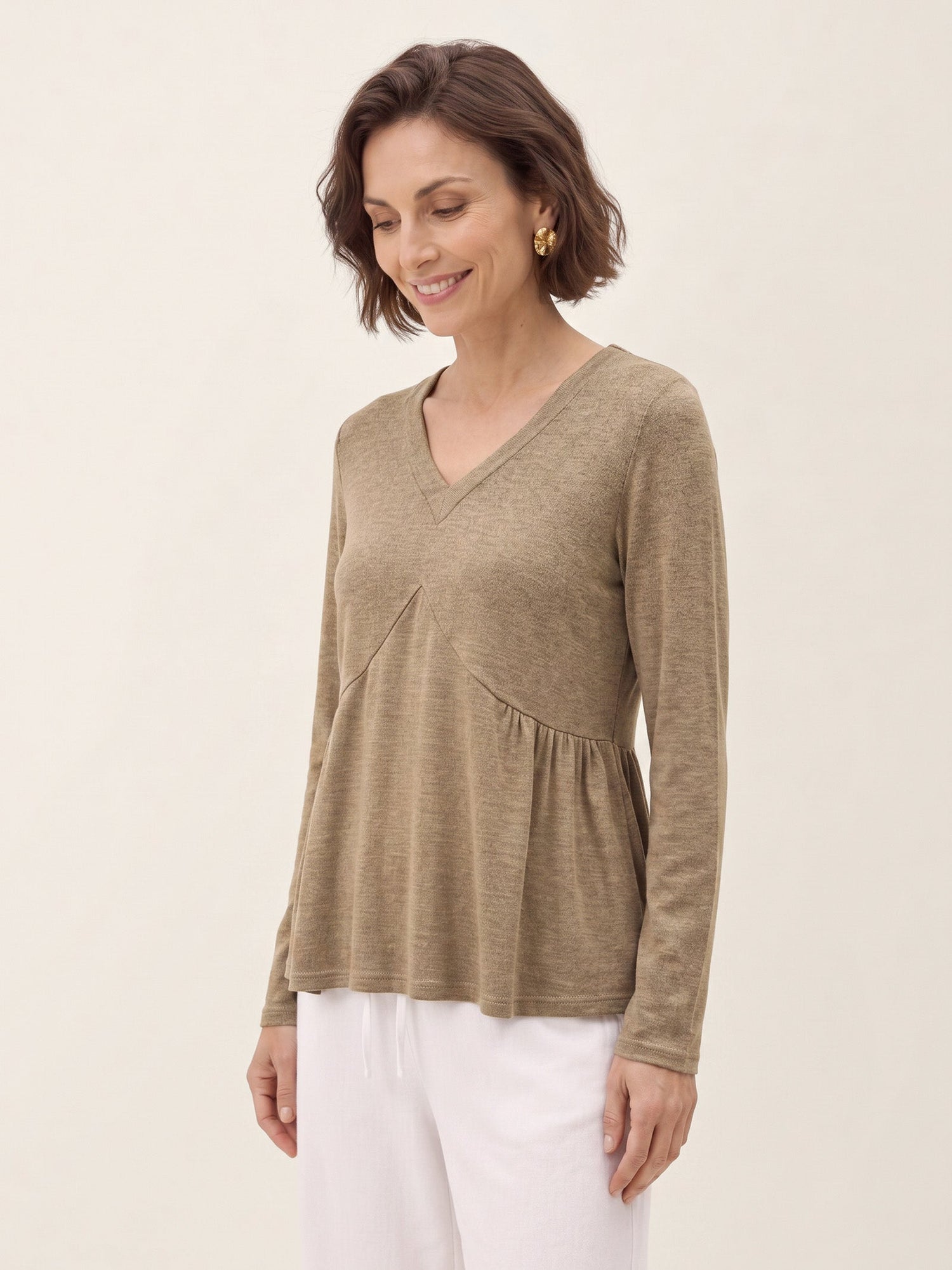 Wool Diagonal Seam Peplum Knit Top ROSINA  DestGlow