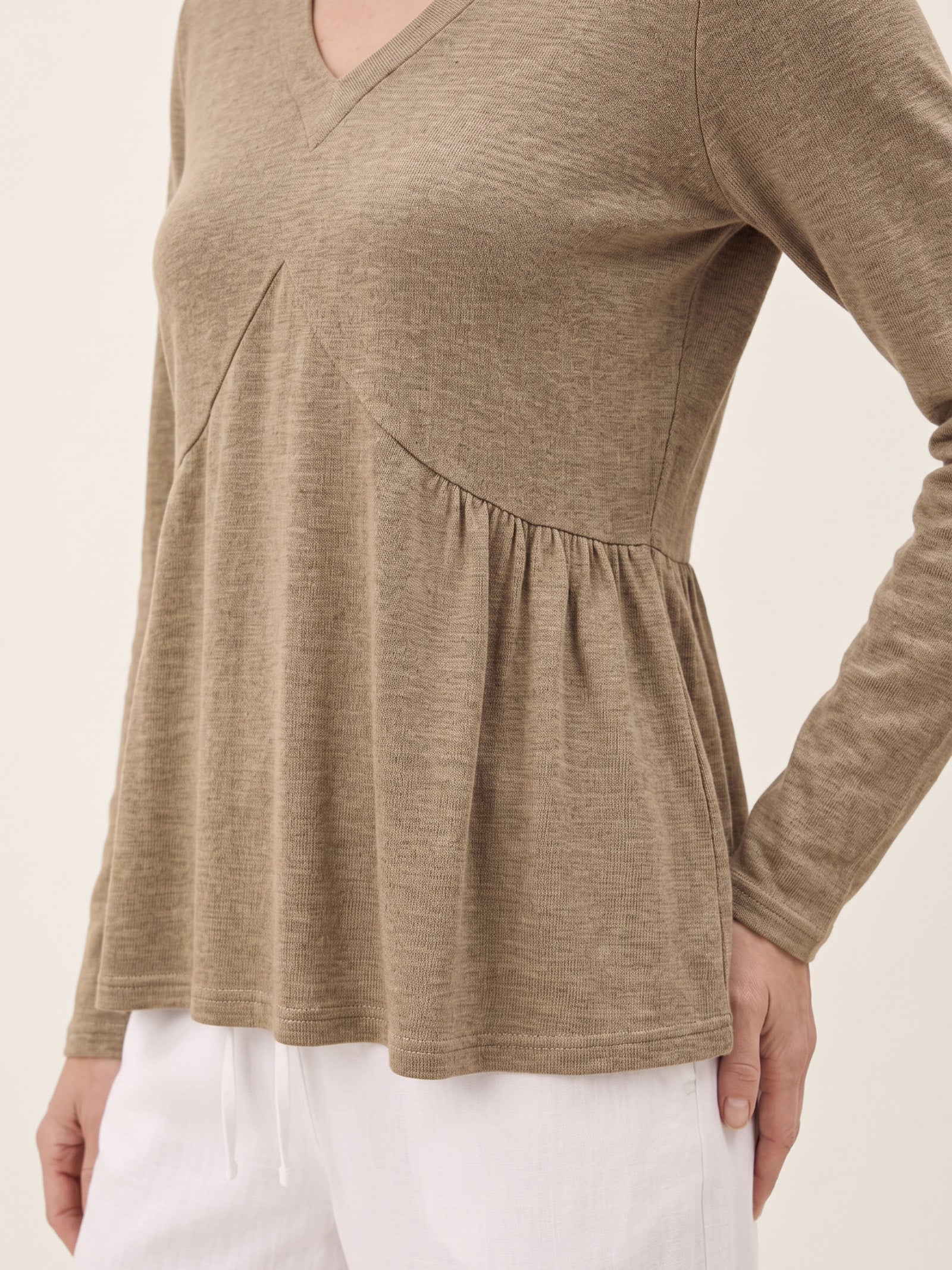 Wool Diagonal Seam Peplum Knit Top ROSINA  DestGlow