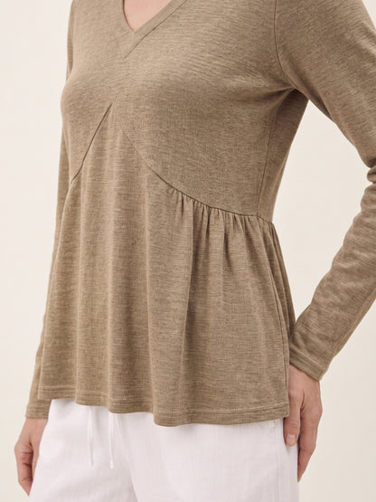 Wool Diagonal Seam Peplum Knit Top ROSINA  DestGlow