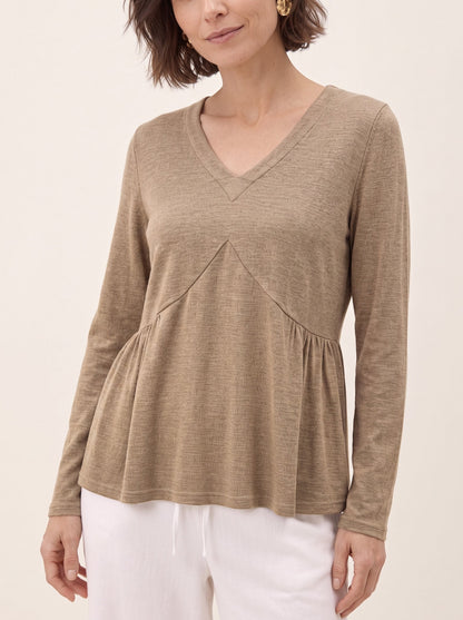 Wool Diagonal Seam Peplum Knit Top ROSINA  DestGlow