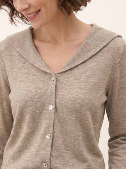 Wool Hooded Collar Shell Button Knit Cardigan SYLVIE  DestGlow