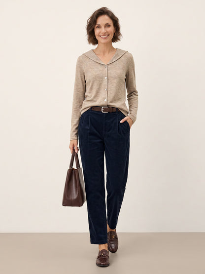 Wool Hooded Collar Shell Button Knit Cardigan SYLVIE  DestGlow
