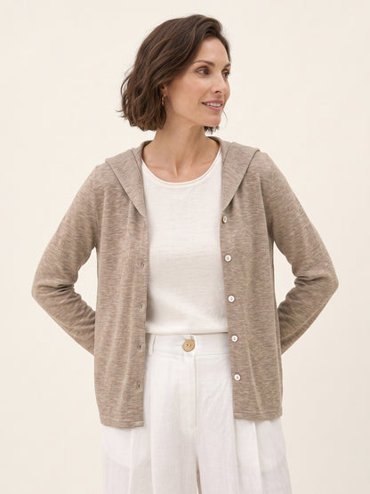 Wool Hooded Collar Shell Button Knit Cardigan SYLVIE  DestGlow