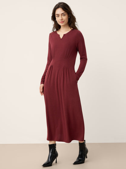 Wool Lyocell Sculpted Inverted Pleat Midi Dress DARIA by LINTICO