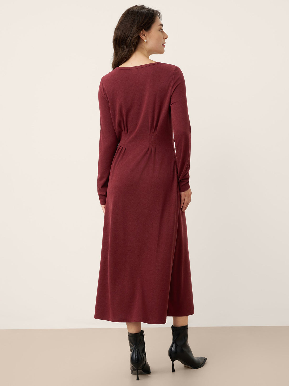 Wool Lyocell Sculpted Inverted Pleat Midi Dress DARIA by LINTICO