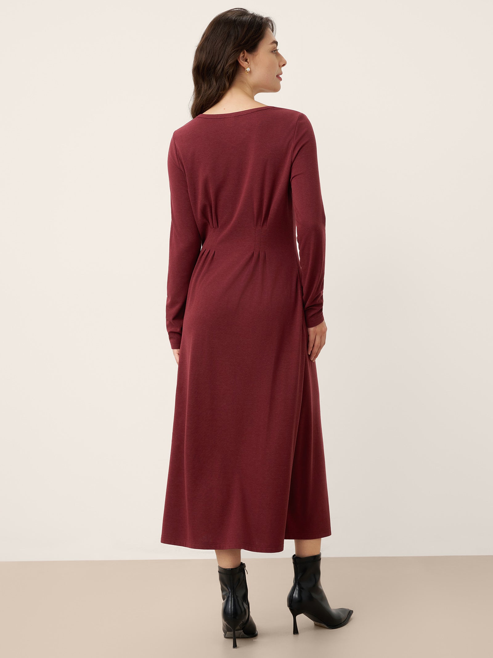Wool Lyocell Sculpted Inverted Pleat Midi Dress DARIA by LINTICO