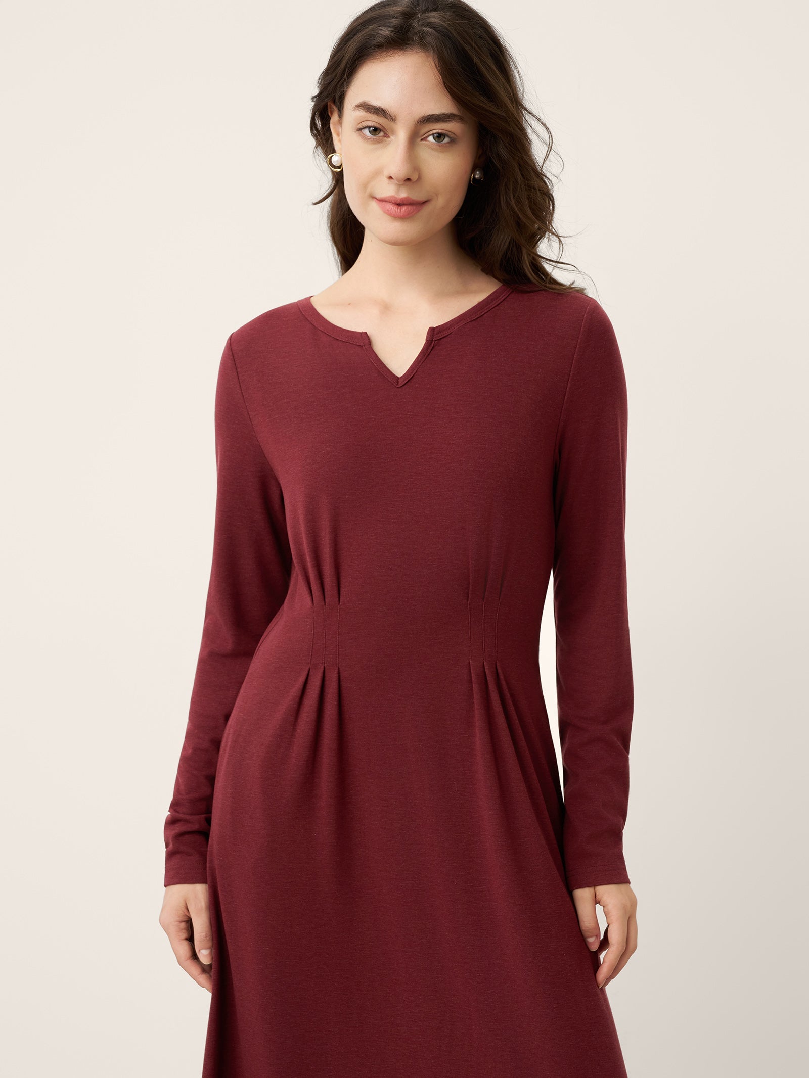 Wool Lyocell Sculpted Inverted Pleat Midi Dress DARIA by LINTICO