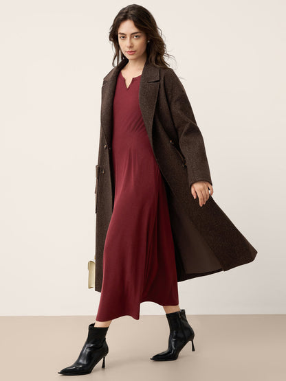 Wool Lyocell Sculpted Inverted Pleat Midi Dress DARIA by LINTICO