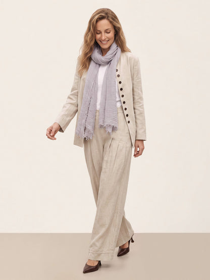 Wool Tencel Solid Ruched Lightweight Scarf
