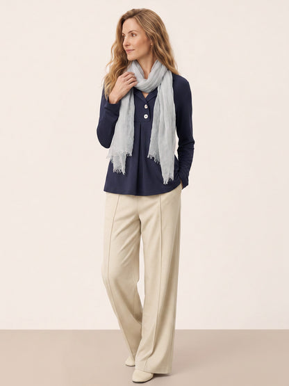 Wool Tencel Solid Ruched Lightweight Scarf