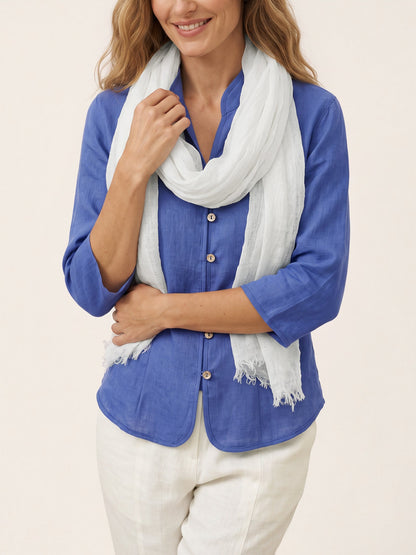 Wool Tencel Solid Ruched Lightweight Scarf