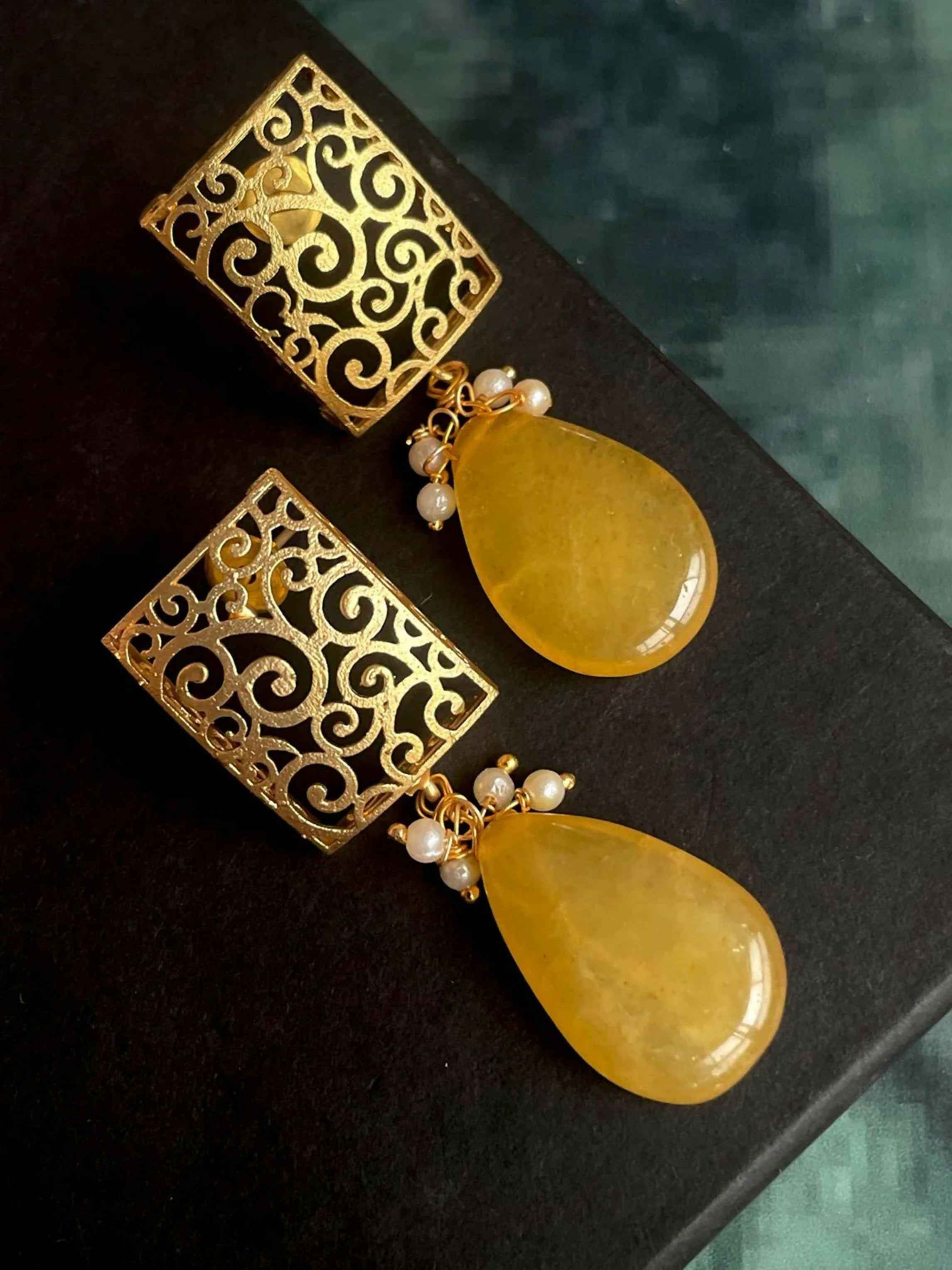 Joban Fashion Earring With Monalisa Stone And Square Designer Top