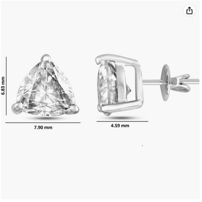 Moissanite Earrings - Trillion Cut 0.54 Ct 14K White Gold Studs