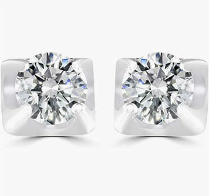 Moissanite Earrings - Round Cut 0.79 Ct 925 Sterling Silver Studs for Women